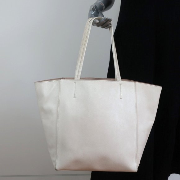 Celine Handbags - CELINE PHANTOM CABAS TOTE CREAM GRAINED LEATHER